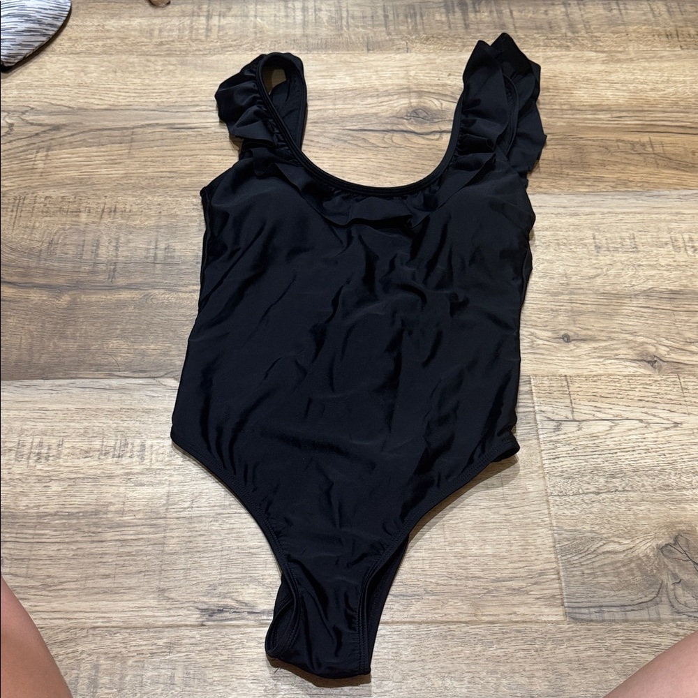 Ruffle Black One-Piece Swimsuit